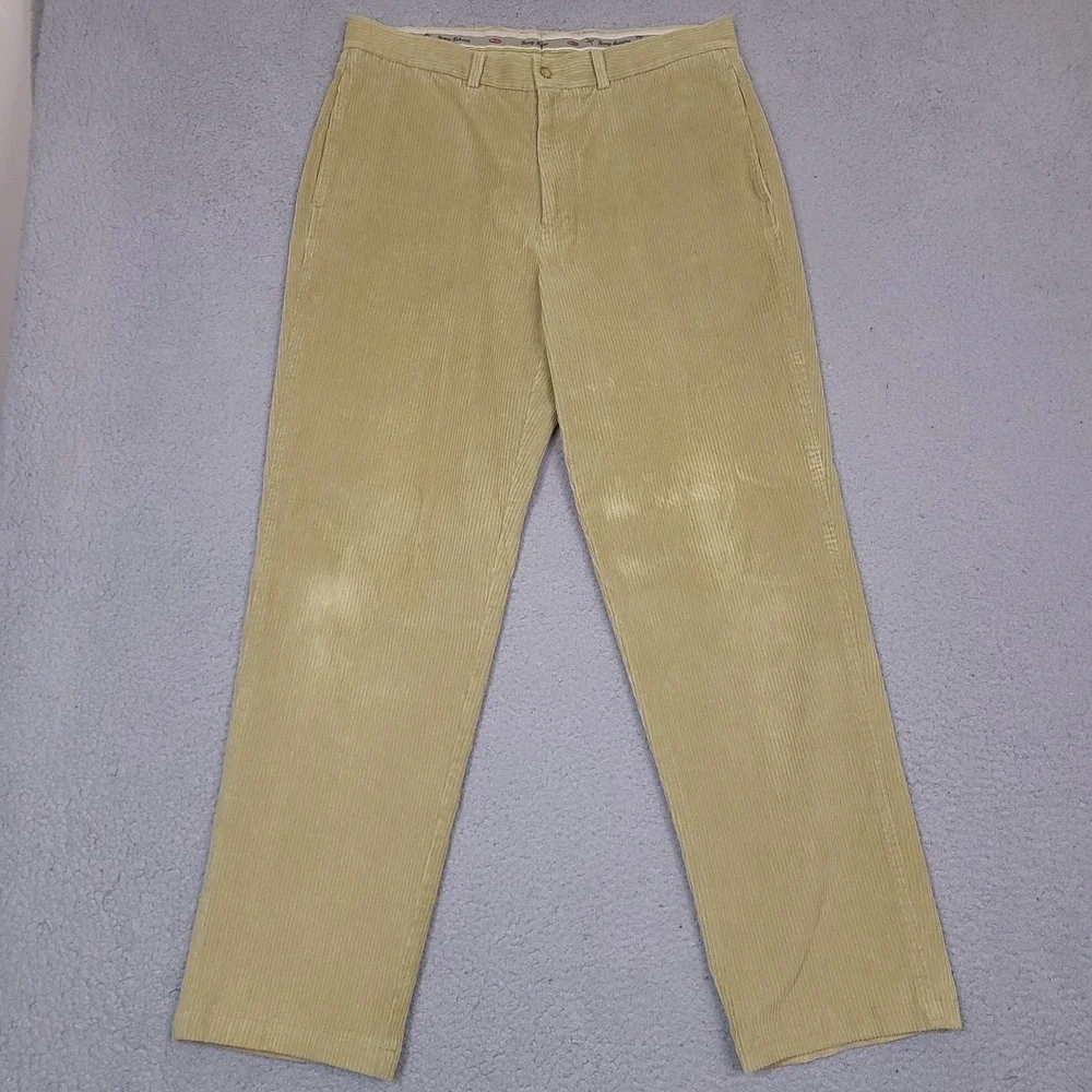 Tommy Bahama Pants Mens 35x32 Brown‎ Tan Silk Blend Corduroy Flat Front Chino